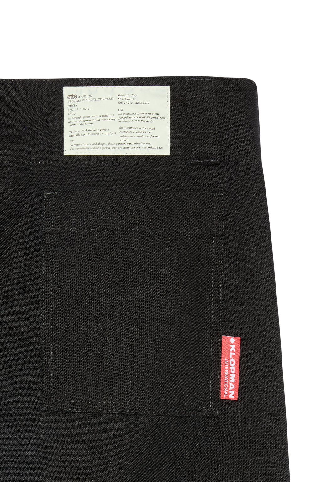 ette x GR10K stone washed worker field trousers | black