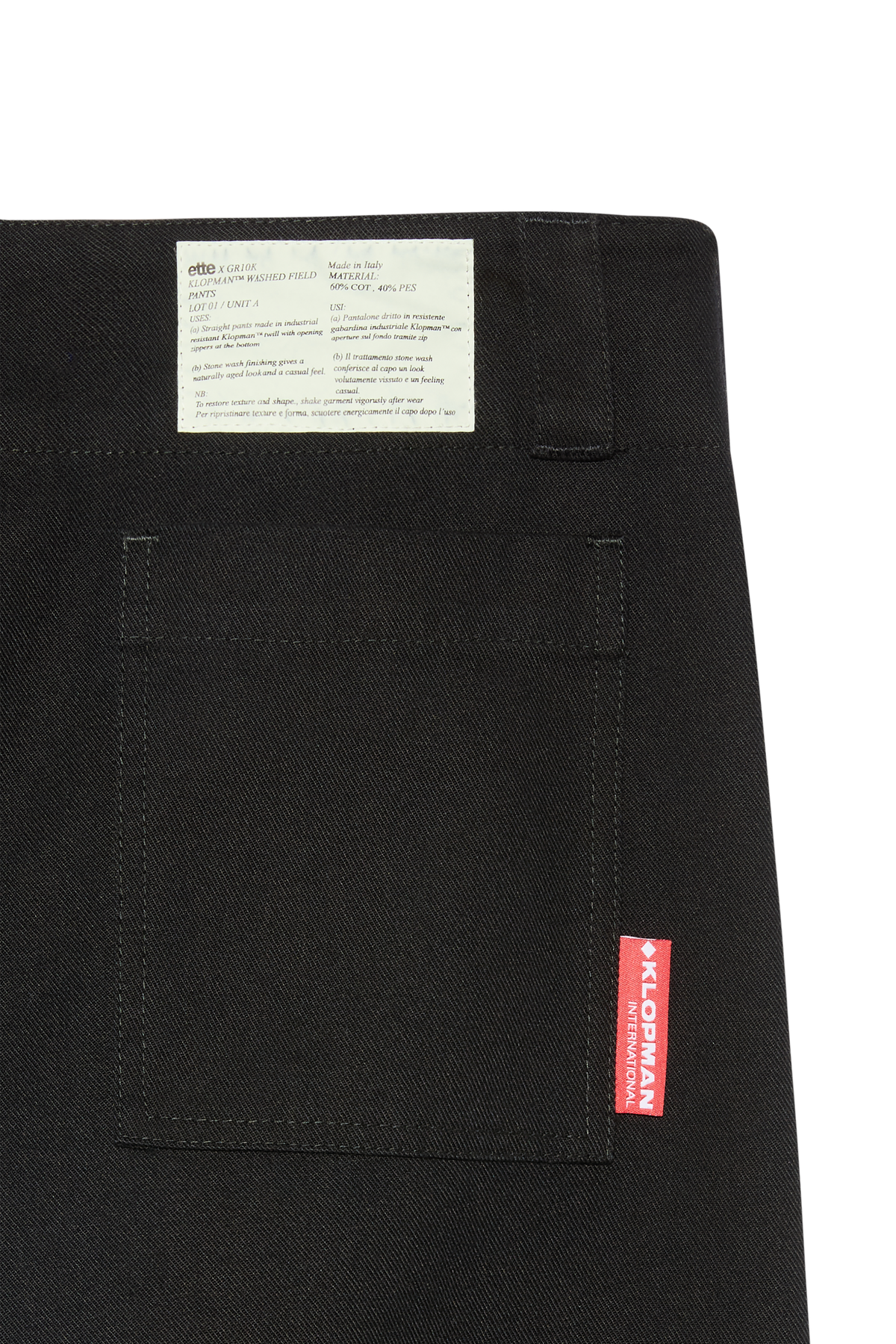ette x GR10K stone washed worker field trousers | black