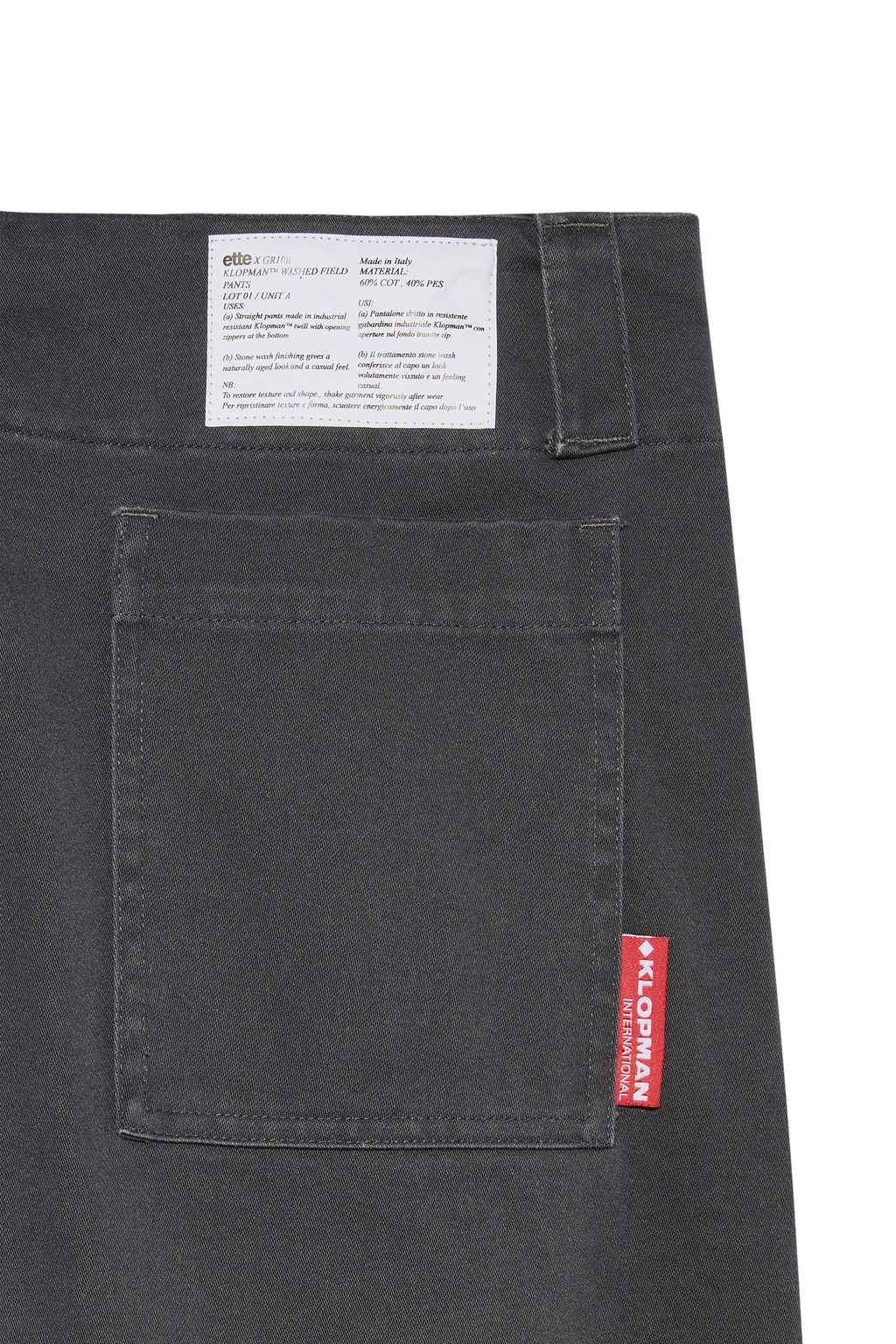 ette x GR10K stone washed worker field trousers | charcoal