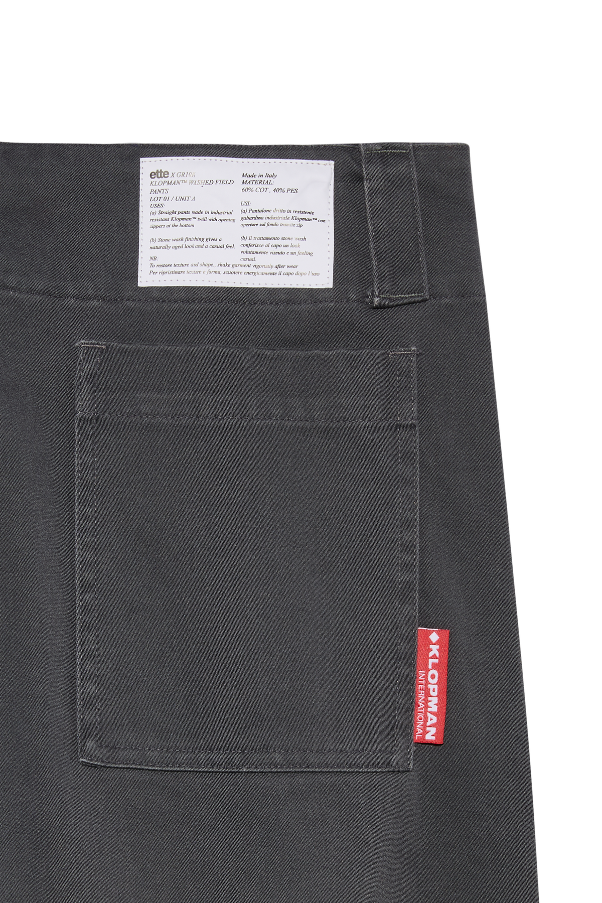 ette x GR10K stone washed worker field trousers | charcoal