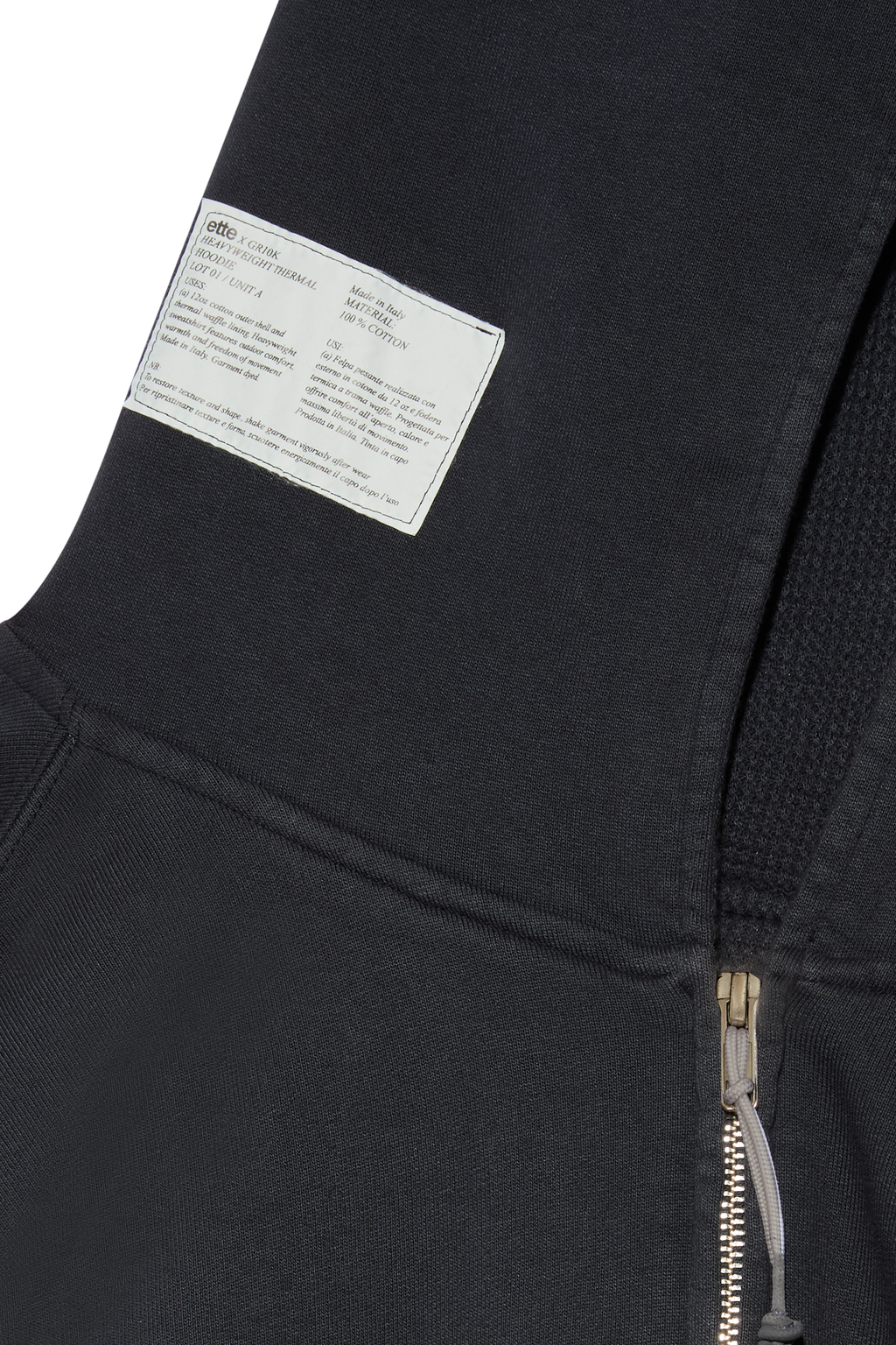 ette x GR10K waffle surplus heavyweight worker hoodie | navy